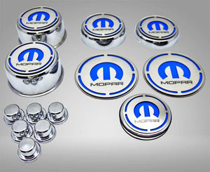 2008-2023 CHALLENGER - MOPAR INLAY DELUXE FLUID & SHOCK TOWER CAP COVERS 13PC | CHOOSE INLAY COLOR & ENG | 3.6L