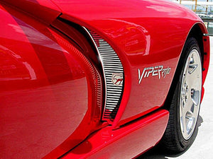 1996-2002 DODGE VIPER - SIDE HOOD VENT GRILLES BILLET STYLE W/VIPER HEAD 2PC | POLISHED STAINLESS STEEL