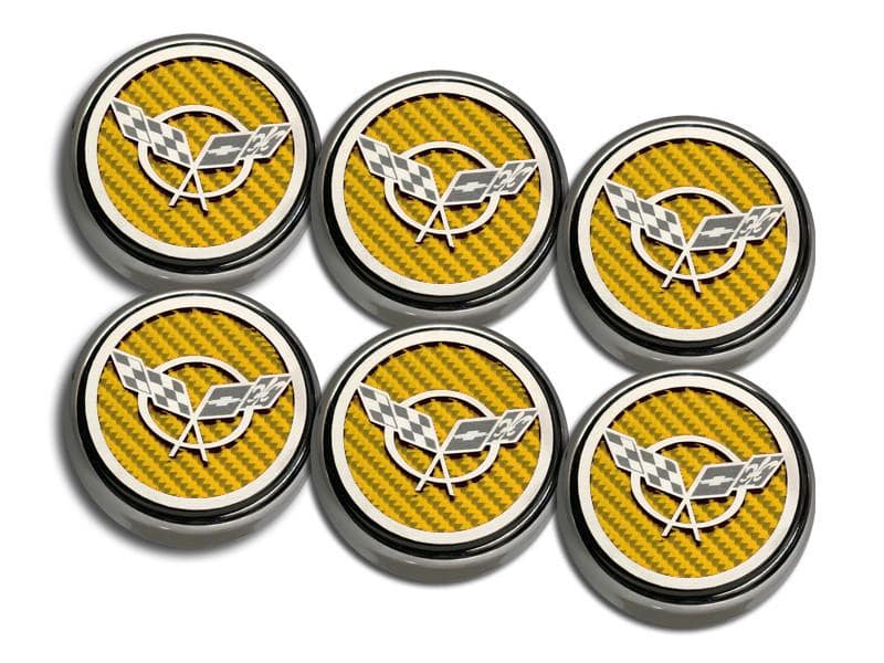 1997-2004 C5Z06 CORVETTE - C5 CROSS FLAG EMBLEM FLUID CAP COVERS 6PC M ...