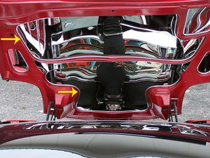 1997-2004 C5/Z06 CORVETTE - HOOD PANEL UPPER/LOWER INSERTS 2PC| POLISHED STAINLESS W/BRUSHED TRIM