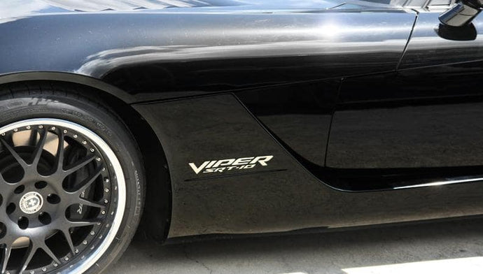 2003-2010 DODGE VIPER - SIDE FENDER LETTERS 'VIPER SRT 10' 2PC | POLISHED STAINLESS STEEL