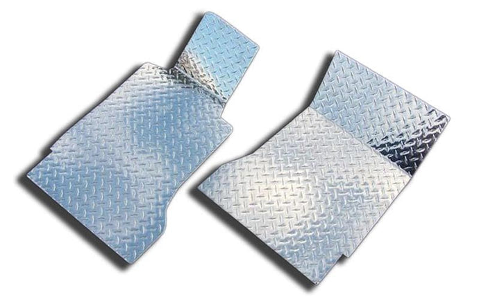 2005-2009 MUSTANG V6/GT - FLOOR MATS DIAMOND PLATE 2PC | POLISHED ALUMINUM