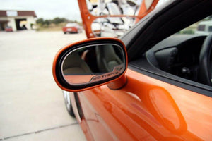 2005-2013 C6 CORVETTE - SIDE VIEW MIRROR TRIM CROSSED FLAGS 2PC [AUTO-DIM] | BRUSHED STAINLESS