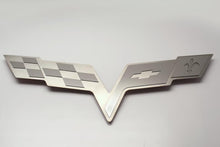 Load image into Gallery viewer, 2005-2013 C6 CORVETTE - HOOD BADGE C6 CROSSED FLAGS FOR FACTORY HOOD PAD| STAINLESS STEEL
