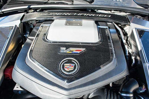 2006-2015 CADILLAC CTS-V - CARBON FIBER STYLE ENGINE SHROUD KIT | CARBON FIBER/STAINLESS STEEL, CHOOSE TRIM FINISH | BRUSHED