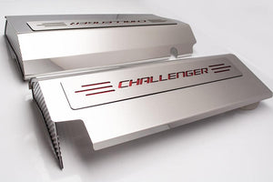 2008-2011 CHALLENGER SRT8 6.1L - FUEL RAIL COVERS WCHALLENGER LETTERING  STAINLESS STEEL, CHOOSE COLOR