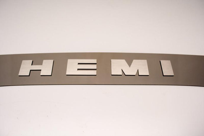 2008-2014 CHALLENGER - FRONT HOOD PLATE WITH HEMI LETTERS | STAINLESS STEEL | BRUSHED (POLISHED LETTERS)