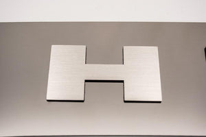 2008-2014 CHALLENGER - FRONT HOOD PLATE WITH HEMI LETTERS | STAINLESS STEEL | BRUSHED (POLISHED LETTERS)