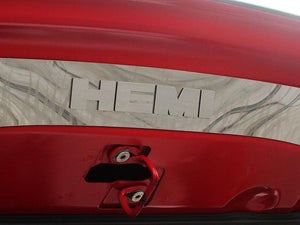 2008-2014 CHALLENGER - FRONT HOOD PLATE WITH HEMI LETTERS | STAINLESS STEEL | BRUSHED (POLISHED LETTERS)