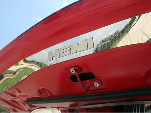 2008-2014 CHALLENGER - FRONT HOOD PLATE WITH HEMI LETTERS | STAINLESS STEEL | BRUSHED (POLISHED LETTERS)