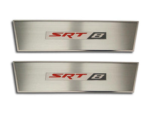 2008-2014 CHALLENGER - DOOR BADGE PLATE WITH SRT8 INLAY 2PC | STAINLESS STEEL, CHOOSE INLAY COLOR