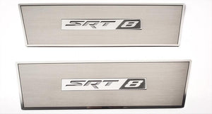 2008-2014 CHALLENGER - DOOR BADGE PLATE W/ SRT8 LETTERING 2PC | BRUSHED STAINLESS STEEL