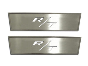 2008-2014 CHALLENGER - DOOR BADGE PLATE WITH R/T CUT-OUT | BRUSHED STAINLESS STEEL