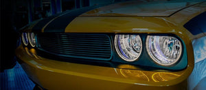 2008-2014 CHALLENGER - LED HALO HEADLIGHT SURROUNDS 2PC  STAINLESS STEEL, CHOOSE LED COLOR