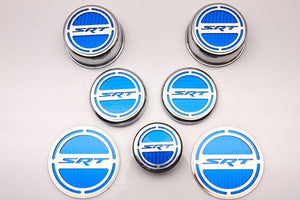 2008-2023 CHALLENGER - SRT INLAY DELUXE FLUID & SHOCK TOWER CAP COVERS 13PC | CHOOSE INLAY COLOR & ENG | 5.7L