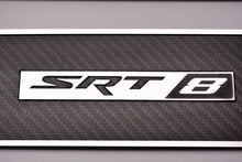 Load image into Gallery viewer, 2008-2014 CHALLENGER - CARBON FIBER DOOR BADGE PLATES WITH SRT8 EMBLEM 2PC | POLISHED STAINLESS TRIM
