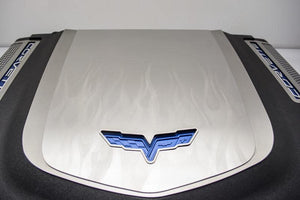 2009-2013 CORVETTE ZR1 ONLY - CUSTOM FLAME ETCHED ENGINE SHROUD COVER 2PC | STAINLESS STEEL