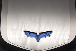 2009-2013 CORVETTE ZR1 ONLY - CUSTOM FLAME ETCHED ENGINE SHROUD COVER 2PC | STAINLESS STEEL