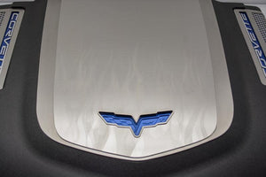 2009-2013 CORVETTE ZR1 ONLY - CUSTOM FLAME ETCHED ENGINE SHROUD COVER 2PC | STAINLESS STEEL