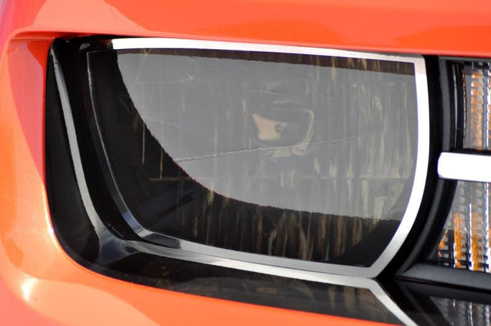 2010-2013 CAMARO - HEADLIGHT RESTYLING PACKAGE W/TINTED FILM 6PC | STAINLESS STEEL & VINYL FILM