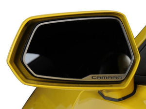 2010-2013 CAMARO - SIDE VIEW MIRROR TRIM 'CAMARO' STYLE 2PC | BRUSHED STAINLESS STEEL