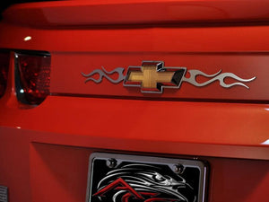 2010-2013 CAMARO - TRIBAL FLAME REAR CHEVROLET EMBLEM TRIM | POLISHED STAINLESS STEEL