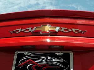 2010-2013 CAMARO - TRIBAL FLAME REAR CHEVROLET EMBLEM TRIM | POLISHED STAINLESS STEEL