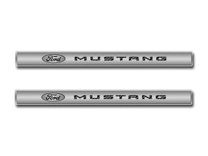 2010-2014 MUSTANG - OUTER DOOR SILLS FORD OVAL W/'MUSTANG INLAY 2PC | POLISHED/BRUSHED STAINLESS STEEL, CHOOSE COLOR