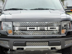 2010-2014 FORD RAPTOR - FRONT GRILLE 'FORD' LETTER SET 4PC | STAINLESS STEEL, 3 FINISH OPTIONS | Polished