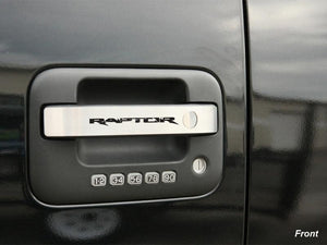 2010-2014 FORD RAPTOR - DOOR HANDLE PULL PLATES 8PC | BRUSHED STAINLESS STEEL