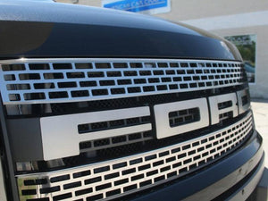 2010-2014 FORD RAPTOR - FRONT GRILLE 'FORD' LETTER SET 4PC | STAINLESS STEEL, 3 FINISH OPTIONS | Polished