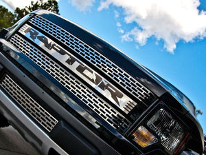 2010-2014 FORD RAPTOR - FRONT GRILLE POLISHED WITH BLACK "RAPTOR" INSERT | STAINLESS STEEL