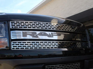 2010-2014 FORD RAPTOR - FRONT GRILLE POLISHED WITH BLACK "RAPTOR" INSERT | STAINLESS STEEL