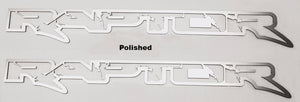 2010-2014 FORD RAPTOR - RAPTOR FRAME STYLE EMBLEMS 15" 2PC | STAINLESS STEEL, CHOOSE FINISH | Polished