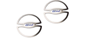 2010-2014 MUSTANG - BLUE FORD OVAL LOWER SPEAKER TRIM 2PC | BRUSHED STAINLESS STEEL