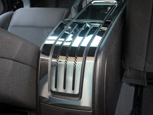 2010-2014 MUSTANG - REAR CENTER CONSOLE COVER SLOTTED/CARBON FIBER | POLISHED STAINLESS STEEL