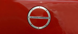 2010-2019 CAMARO - 'SUPERCHARGED' FUEL DOOR COVER | STAINLESS STEEL, CHOOSE FINISH | POLISHED