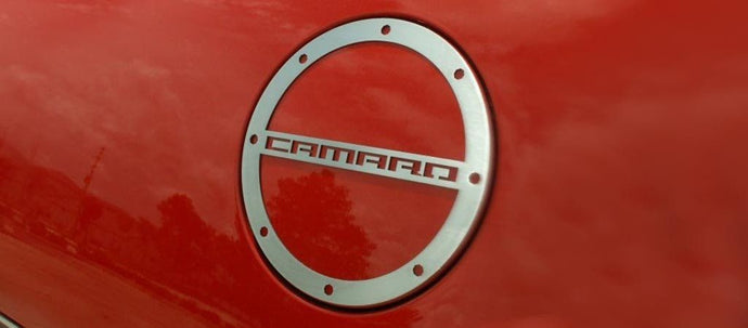 2010-2018 CAMARO- GAS CAP COVER 'CAMARO' STYLE | STAINLESS STEEL, CHOOSE FINISH | POLISHED