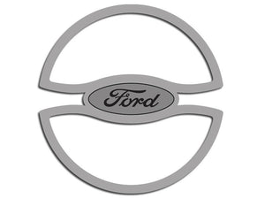 2011-2012 MUSTANG - FUEL DOOR TRIM WITH FORD OVAL | POLISHED STAINLESS STEEL