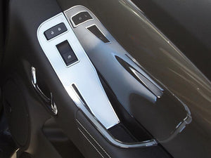 2012-2014 CAMARO CONVERTIBLE ONLY - DOOR HANDLE PULL/SWITCH DELUXE TRIM PLATE 2PC | BRUSHED STAINLESS STEEL