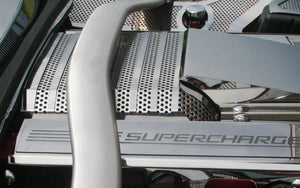 2012-2015 CAMARO ZL1 - SUPERCHARGER PERFORATED PLENUM COVER | POLISHED STAINLESS STEEL