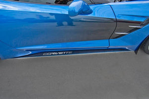 2014-2019 C7 STINGRAY/Z51 CORVETTE - SIDE SKIRTS | 22 GAUGE STAINLESS STEEL WITH CARBON FIBER OVERLAY