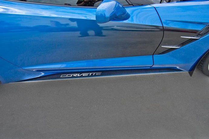 2014-2019 C7 STINGRAY/Z51 CORVETTE - SIDE SKIRTS | 22 GAUGE STAINLESS STEEL WITH CARBON FIBER OVERLAY