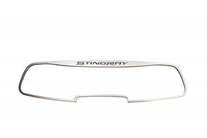 2014-2019 C7 CORVETTE - REAR VIEW MIRROR TRIM W/ETCHED STINGRAY [AUTODIM] | BRUSHED STAINLESS STEEL