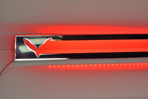 2014-2019 Z06/C7/Z51 - ILLUMINATED CARBON FIBER DOOR SILL OVERLAYS W/STAINLESS TRIM 2PC | CHOOSE LED COLOR