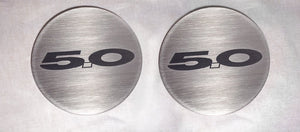 2015-2020 MUSTANG GT - '5.0' CUP HOLDER ACCENT PLATES 2PC | BRUSHED STAINLESS STEEL