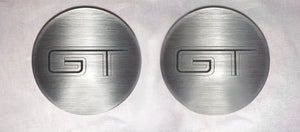 2015-2020 MUSTANG GT - 'GT' CUP HOLDER ACCENT PLATES 2PC | BRUSHED STAINLESS STEEL