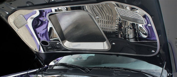 2015-2024 CHALLENGER HELLCAT - HOOD PANEL W/BRUSHED SPORT VENTED CENTER INSERT | STAINLESS STEEL | BRUSHED