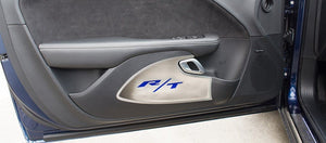 2015-2023 CHALLENGER - DOOR BADGES WITH RT INLAY  BRUSHED STAINLESS STEEL, CHOOSE INLAY COLOR