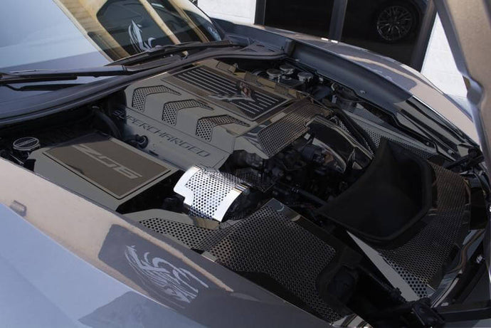 2015-2019 C7 Z06 CORVETTE - ALTERNATOR COVER | STAINLESS STEEL, CHOOSE POLISHED OR PERFORATED STYLE